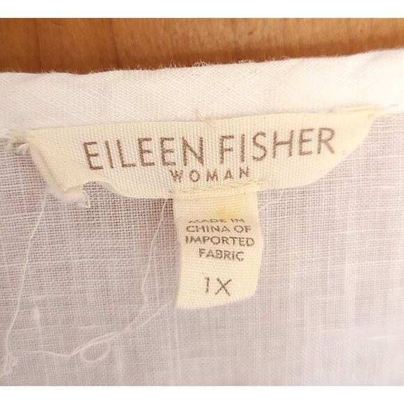 Eileen Fisher 100% Linen 1X White Lightweight Jacket Minimalist Quiet Luxury - Picture 3 of 5